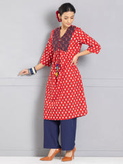 Maroon Printed & Embroidered Tasseled Kurta from Shaye India , Kurta for women