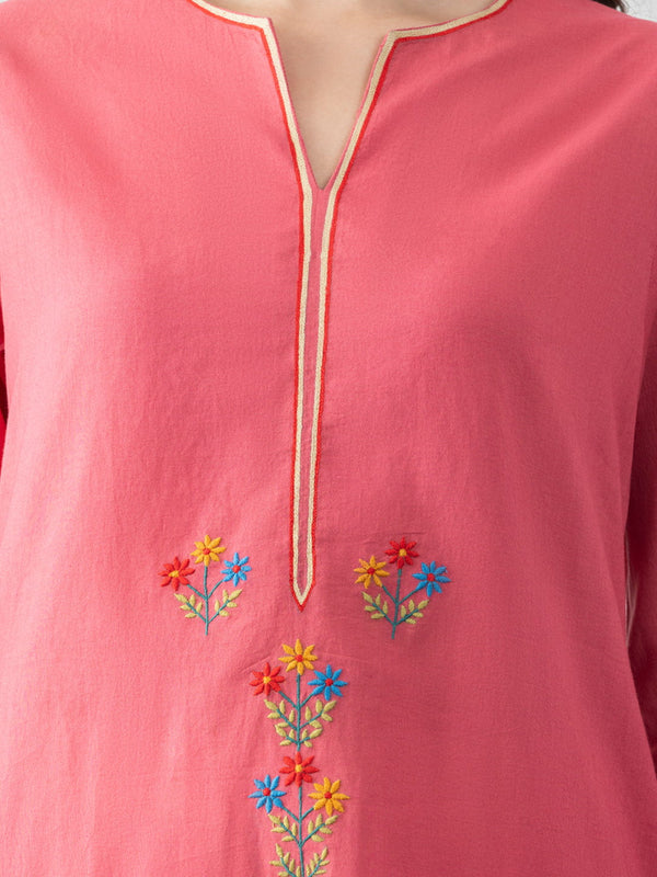 Coral Floral Embroidered Straight Kurta from Shaye India , Kurta for women