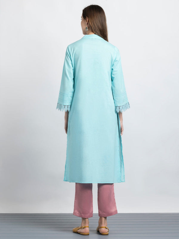 Sky blue Floral Embroidered kurta from Shaye India , Kurta for women