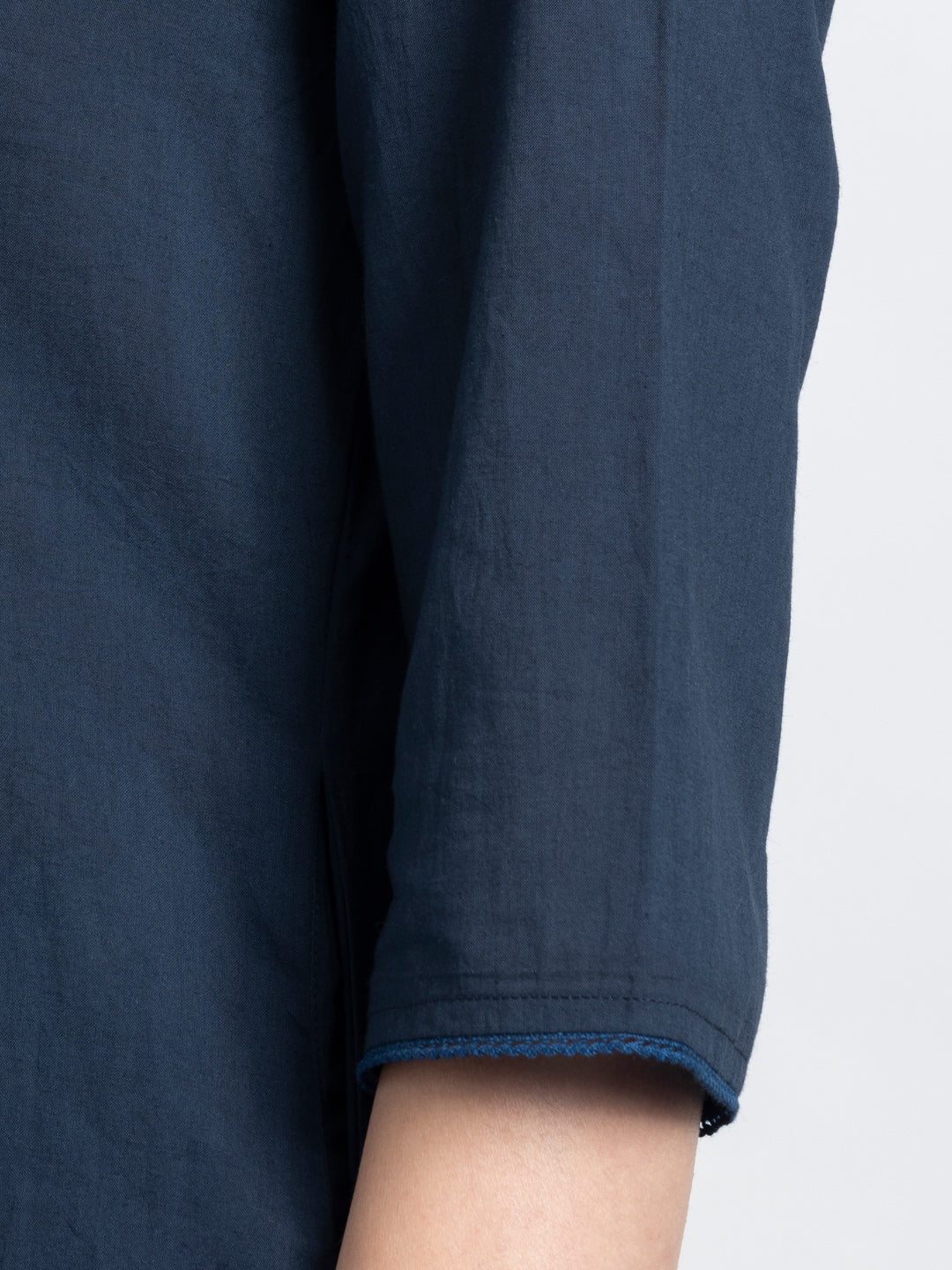 Navy Pin Tuck Floral Embroidered Straight Kurta from Shaye India , Kurta for women