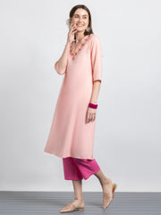 Peach Floral Embroidered Straight Kurta from Shaye India , Kurta for women