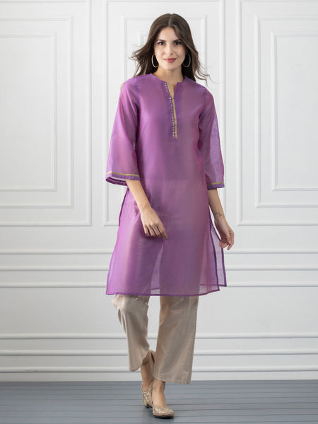 Purple Gold & Sequined Straight Kurta from Shaye India , Kurta for women