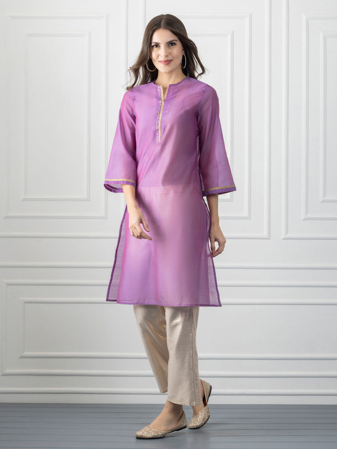 Purple Gold & Sequined Straight Kurta from Shaye India , Kurta for women