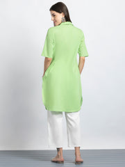 Green Shirt Collar Kurta & Trouser Set from Shaye India , Kurta Set for women