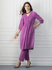 Purple Pin Tuck Detailing Kurta from Shaye India , Kurta for women