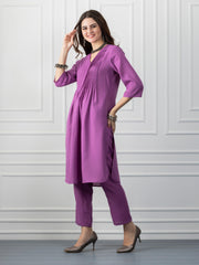 Purple Pin Tuck Detailing Kurta from Shaye India , Kurta for women