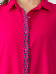 Pink Printed Placket Button Up Kurta from Shaye India , Kurta for women