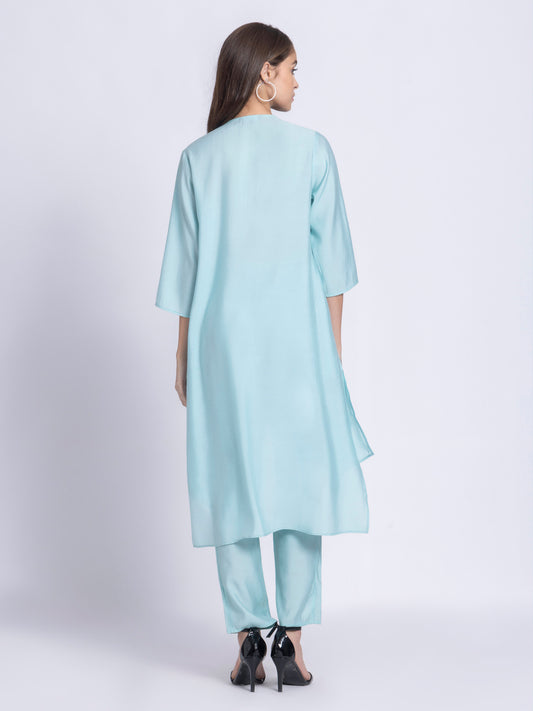 Powder Blue Tassels Kaftan Kurta from Shaye India , Kurta for women