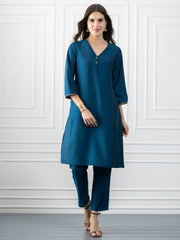 Teal Blue Silk Kurta Set from Shaye India , Kurta Set for women