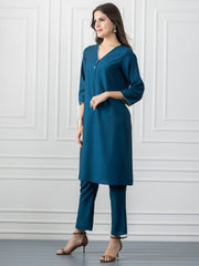 Teal Blue Silk Kurta Set from Shaye India , Kurta Set for women