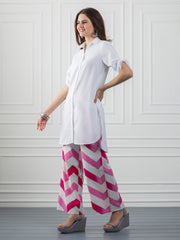 White Shirt Collar Button Up High Low Kurti from Shaye India , Kurti for women