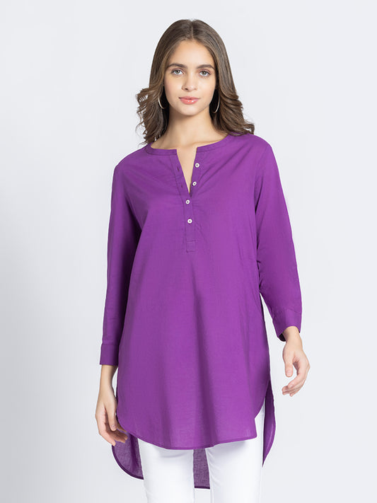 Purple Cotton Half Placket Kurta from Shaye India , Kurta for women