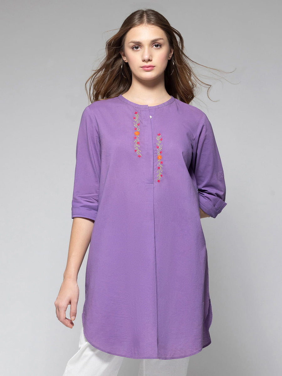 Purple Cotton High Low Kurta from Shaye India , Kurta for women