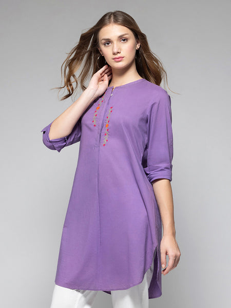 Purple Cotton High Low Kurta from Shaye India , Kurta for women