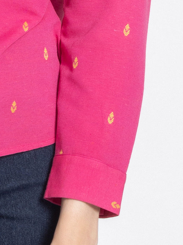 Pink Shirt Collar Ethnic Motif Kurti from Shaye India , Kurti for women
