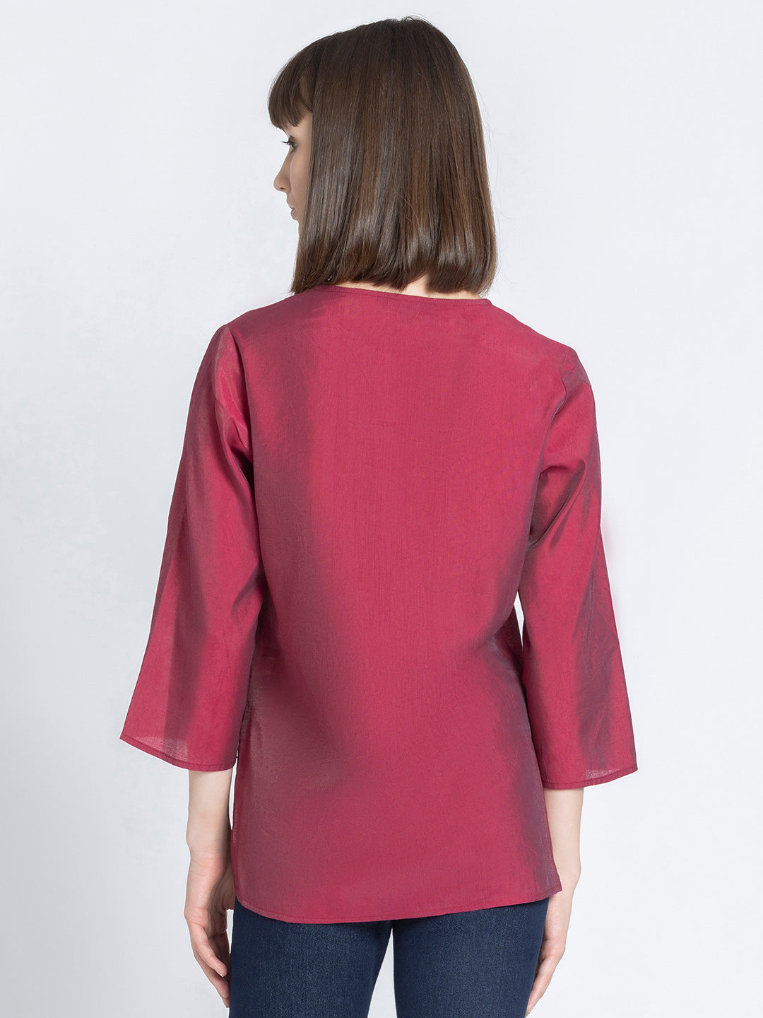 Berry Pink Gold Embroidered Kurti from Shaye India , Kurti for women