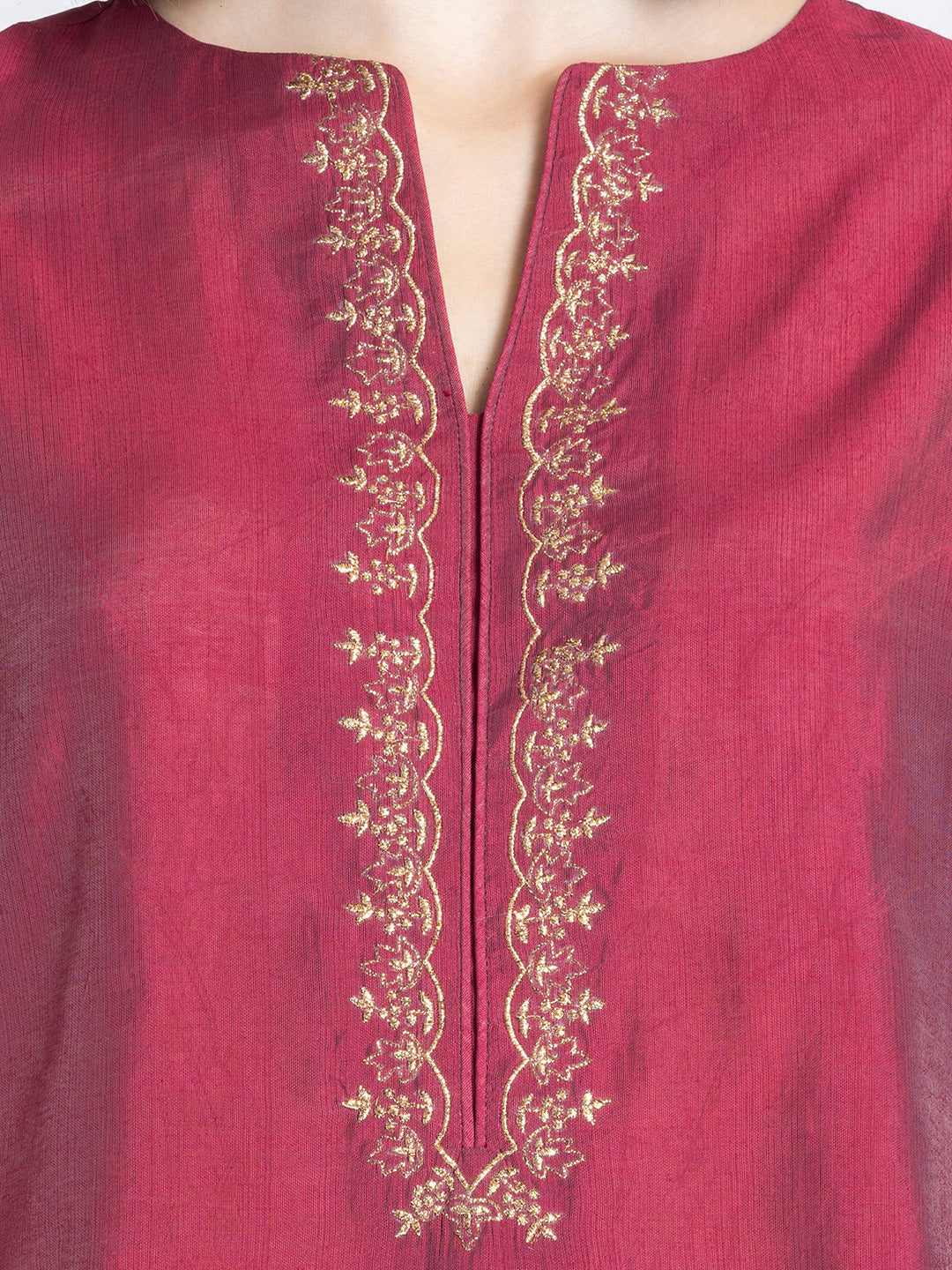Berry Pink Gold Embroidered Kurti from Shaye India , Kurti for women