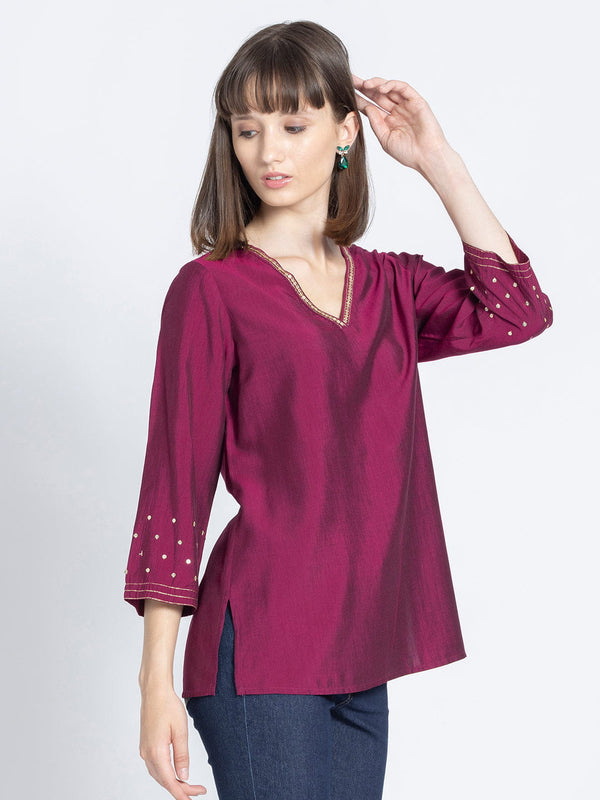 Rani Pink Sequin Work Kurti from Shaye India , Kurti for women