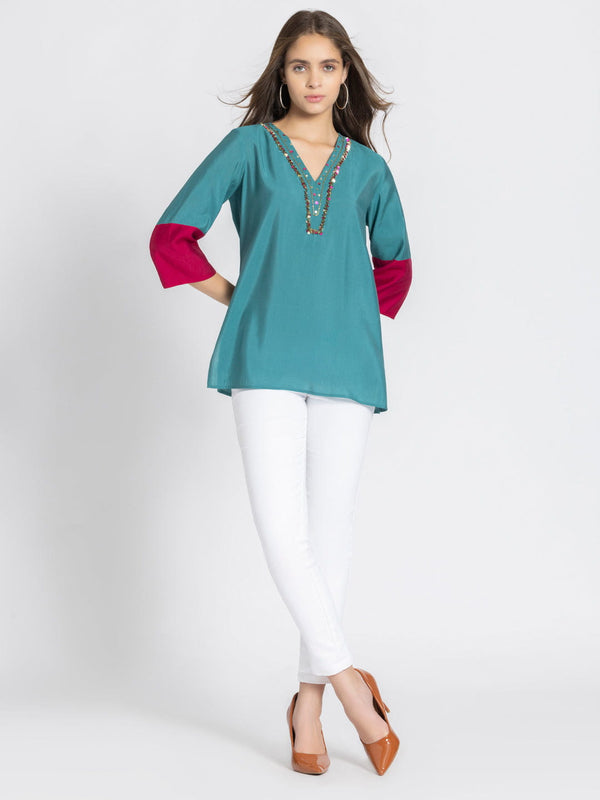 Green Sequin Work Kurti from Shaye India , Kurti for women