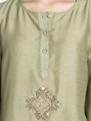 Green Sequin and Gold Embroidered Kurti from Shaye India , Kurti for women