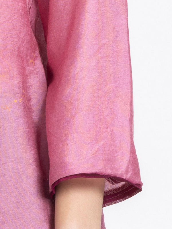 Pink Mirror Work & Gold Embroidered Kurti from Shaye India , Kurti for women