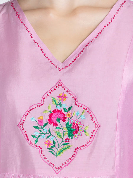 Lilac Embroidered Gathered Kurti from Shaye India , Kurti for women