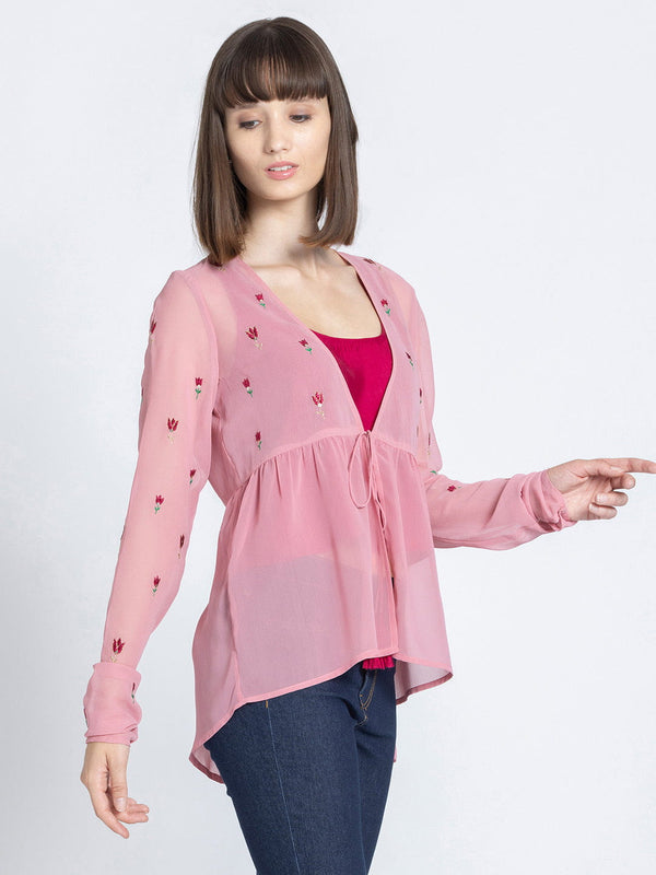 Pink Embroidered Shrug Kurti from Shaye India , Kurti for women
