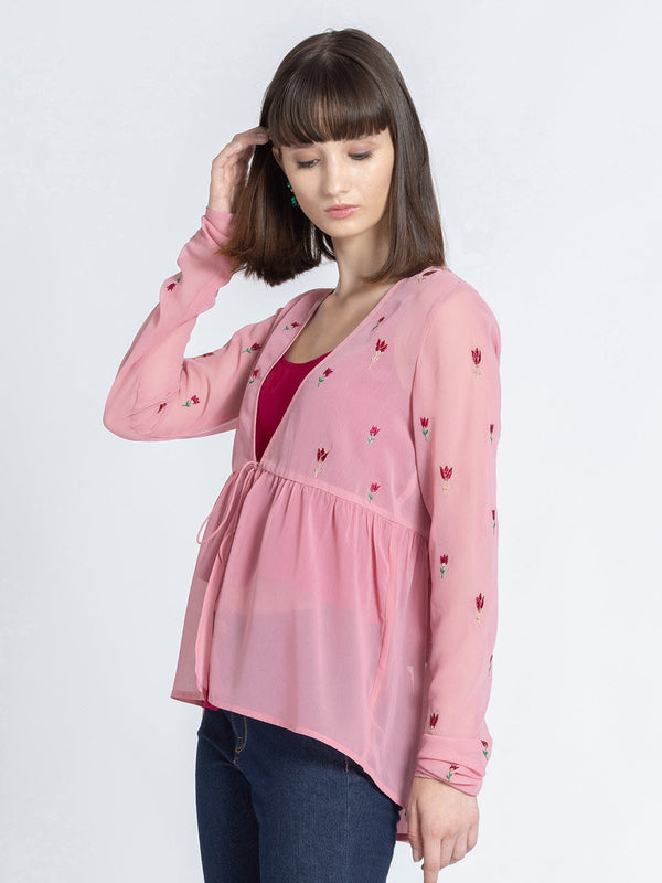 Pink Embroidered Shrug Kurti from Shaye India , Kurti for women