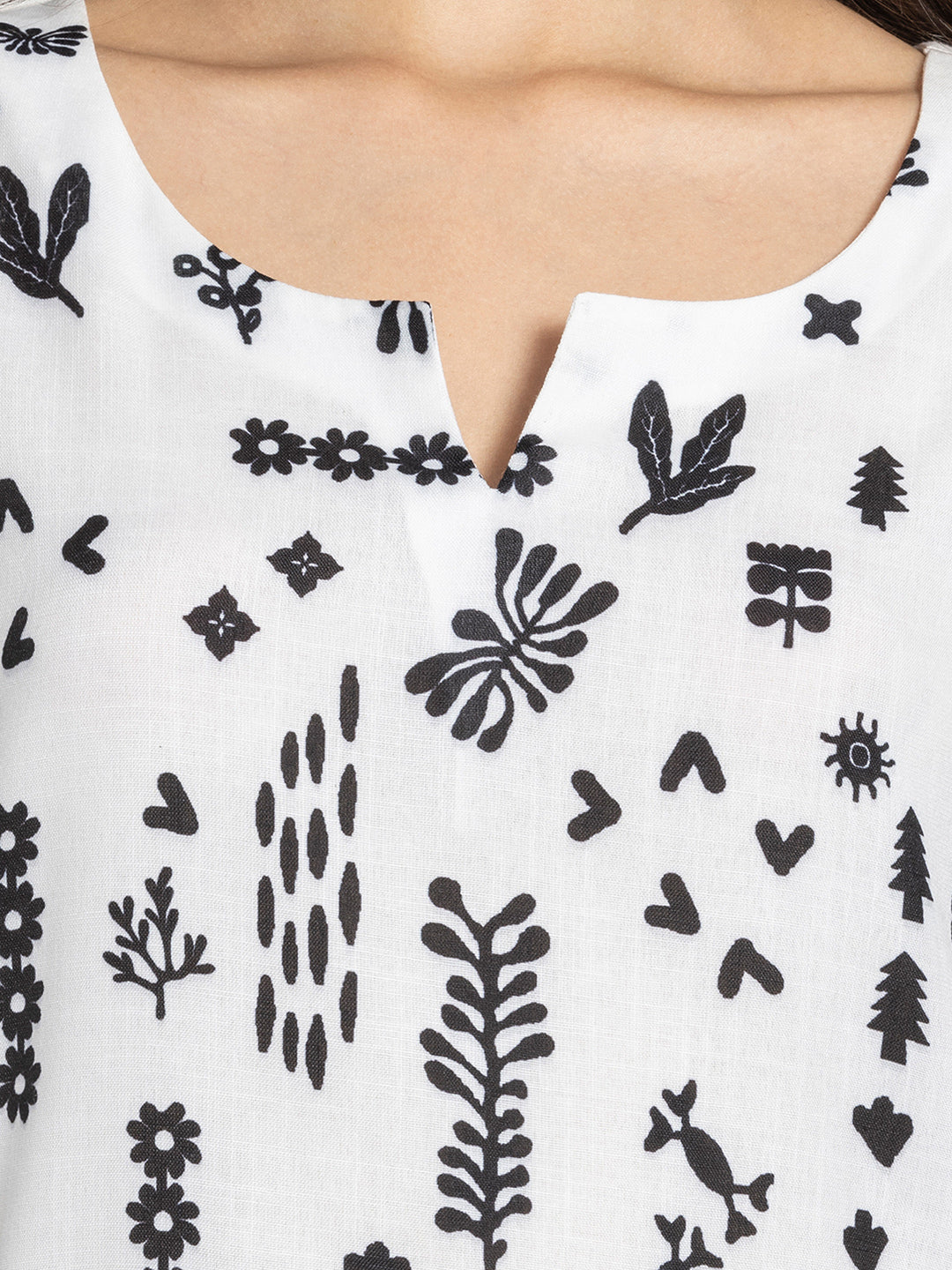 White Aztec Print Scoop Neck Kurti from Shaye India , Kurti for women