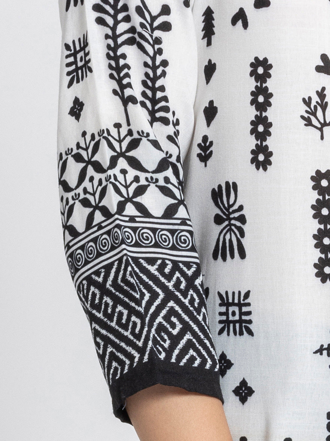 White Aztec Print Scoop Neck Kurti from Shaye India , Kurti for women