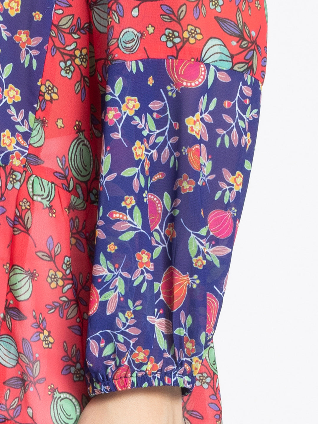 Fuchsia Poma Printed Tiered Georgette Kurti from Shaye India , Kurti for women