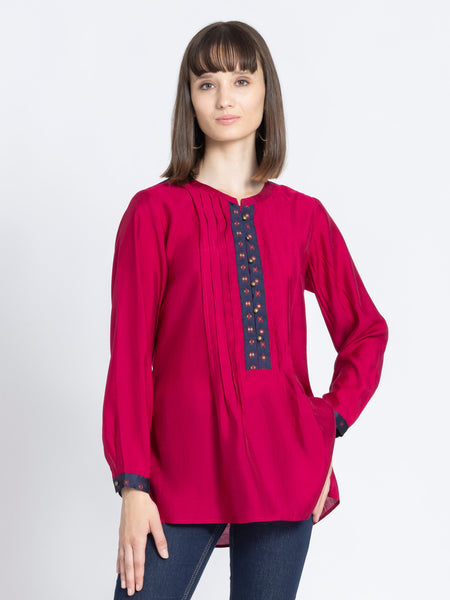 Lovely Lipstick Pin-Tucks Straight Kurti from Shaye India , Kurti for women