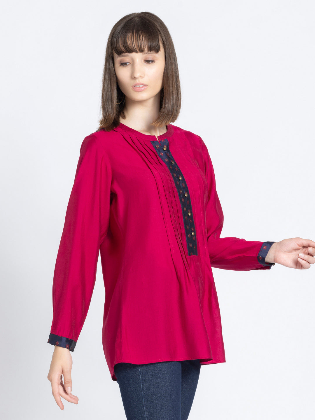 Lovely Lipstick Pin-Tucks Straight Kurti from Shaye India , Kurti for women