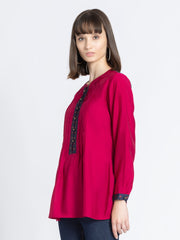 Lovely Lipstick Pin-Tucks Straight Kurti from Shaye India , Kurti for women