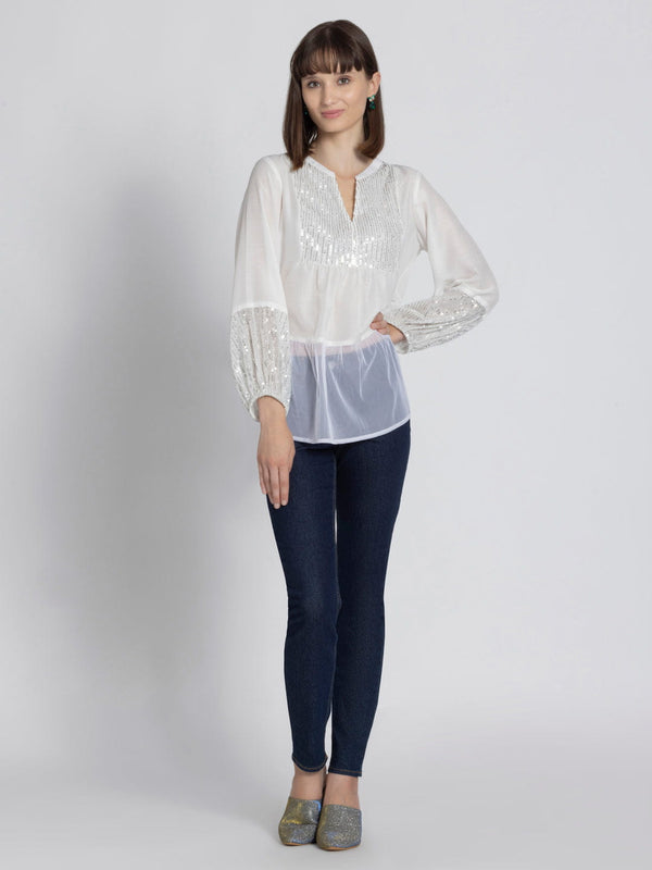 White Sequined Kurti from Shaye India , Kurti for women