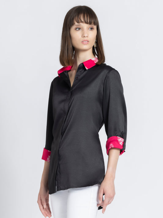 Black Front Open Oversized Shirt from Shaye India , Shirts for women