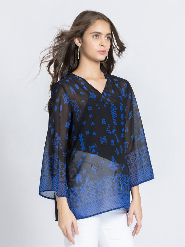 Black Aztec Print Kurti from Shaye India , kurti for women
