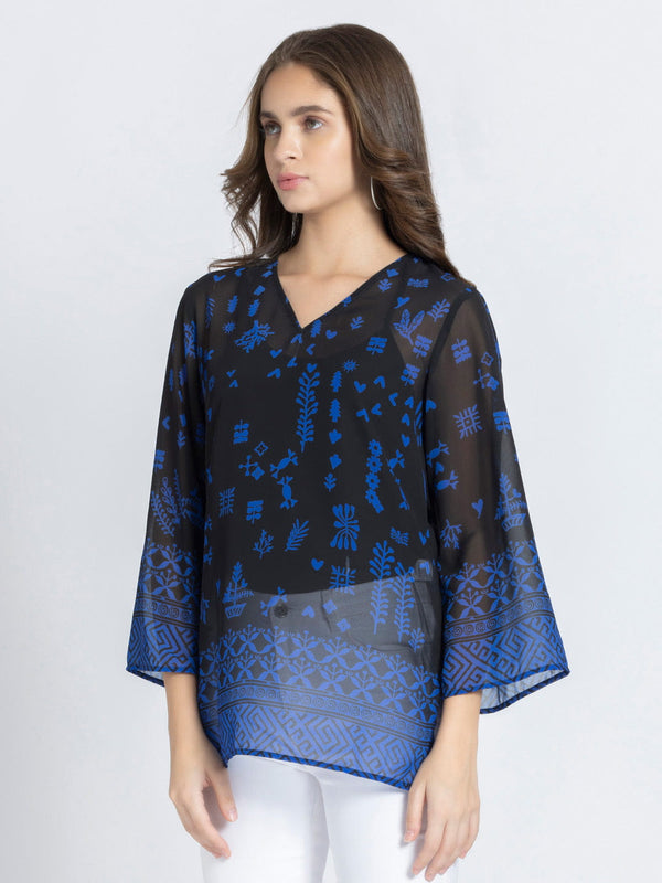 Black Aztec Print Kurti from Shaye India , kurti for women