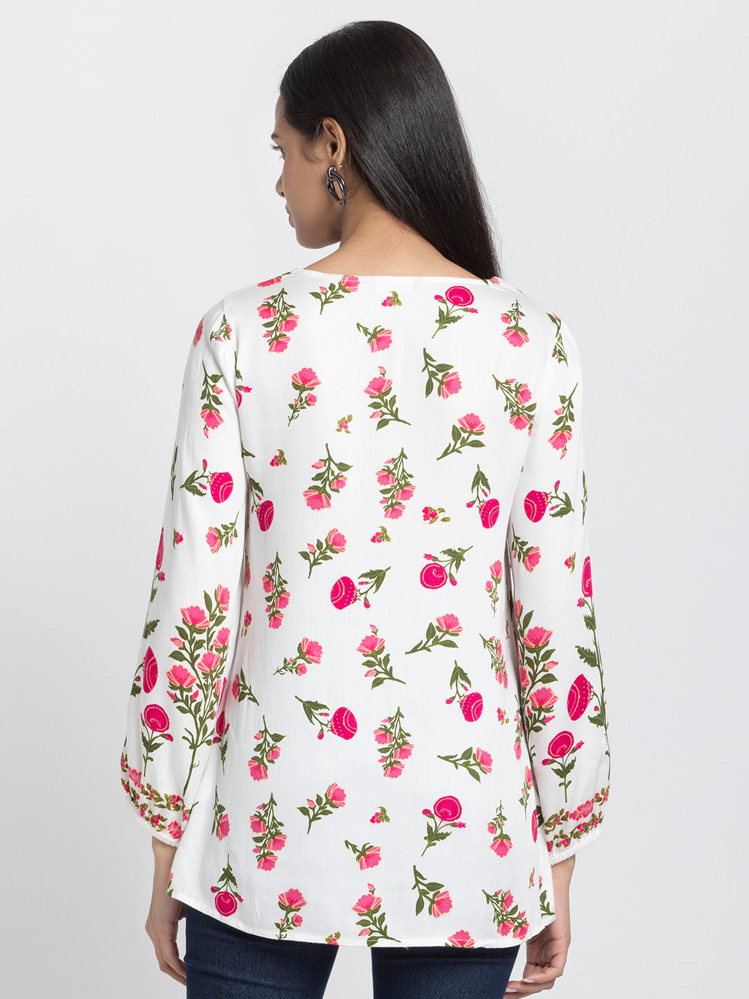 White Floral Tunic from Shaye India , Tunic for women