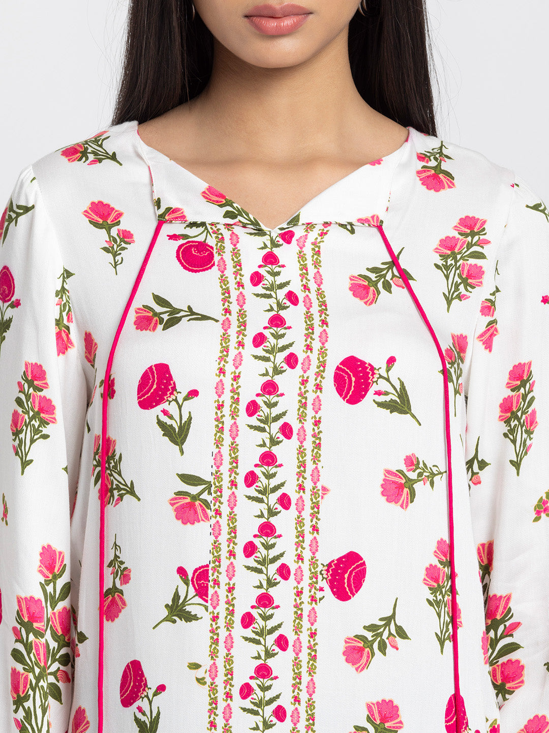 White Floral Tunic from Shaye India , Tunic for women
