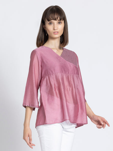 Mauve Pink Sequin Angrakha Kurti from Shaye India , Kurti for women