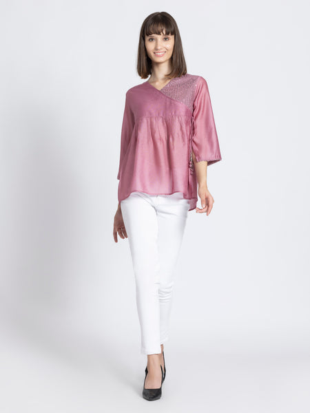Mauve Pink Sequin Angrakha Kurti from Shaye India , Kurti for women