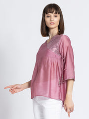 Mauve Pink Sequin Angrakha Kurti from Shaye India , Kurti for women