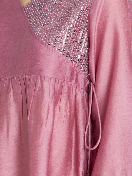 Mauve Pink Sequin Angrakha Kurti from Shaye India , Kurti for women