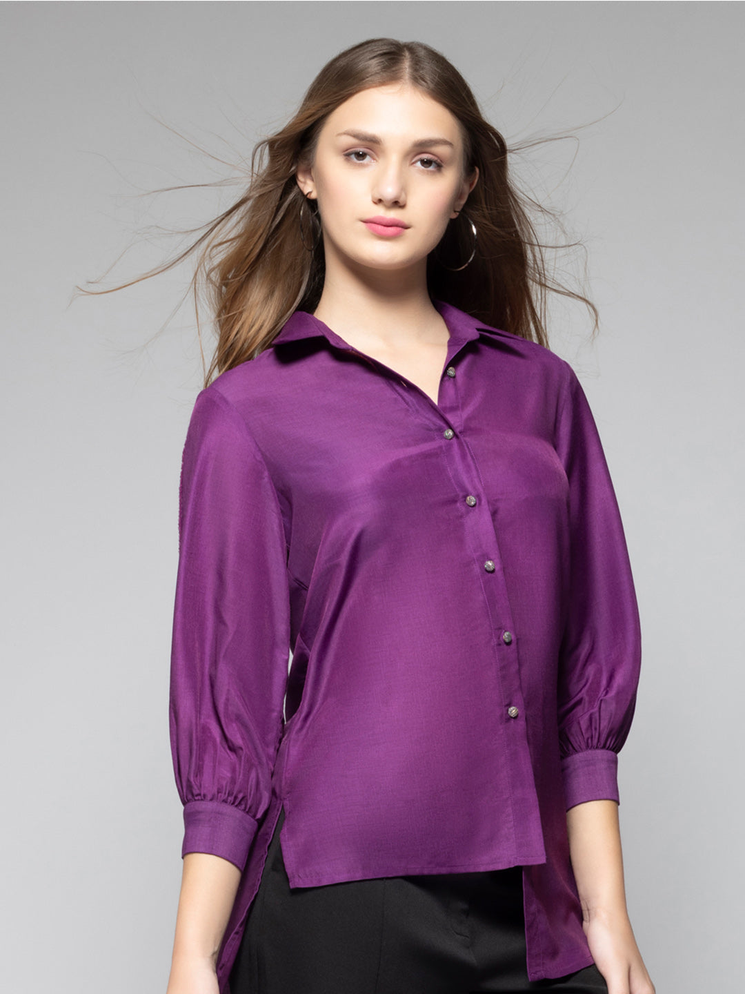 Purple Mirror Work High-Low Shirt Kurti from Shaye India , kurti for women
