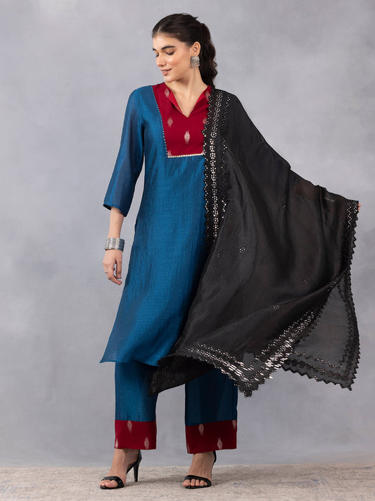 Black Mirror Embroidered Silk Dupatta from Shaye India , Dupatta for women