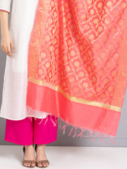 Pink Floral Pattern Brocade Dupatta from Shaye India , Dupatta for women
