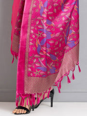 Fuchsia Kantha Silk Dupatta from Shaye India , Dupatta for women