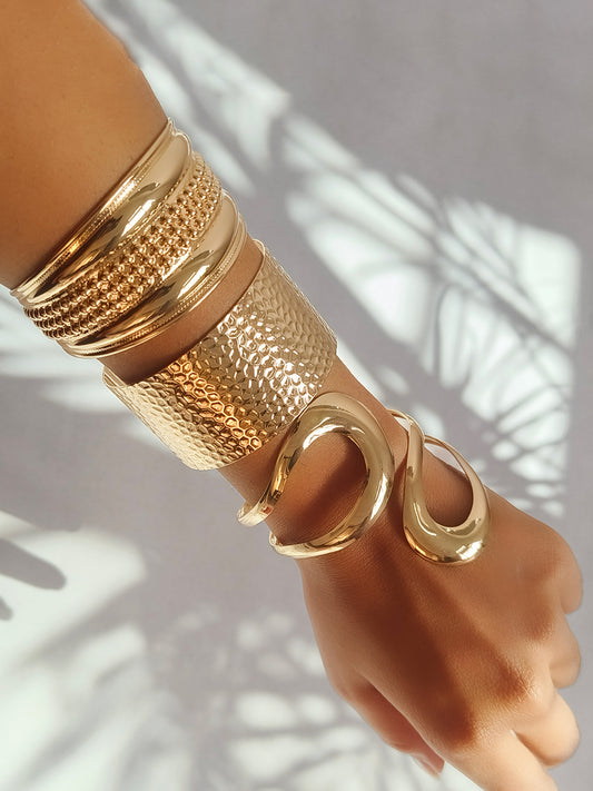 Eterna Glow Gold Cuff Bracelet Set from Shaye India , Jewellery for women