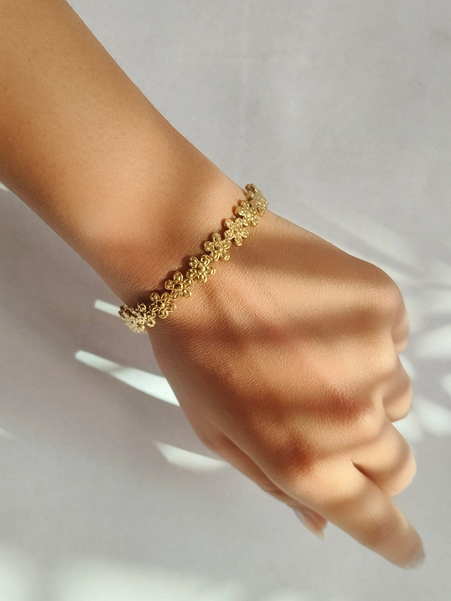 Golden Meadow Floral Cuff Gold Bracelet from Shaye India , Jewellery for women